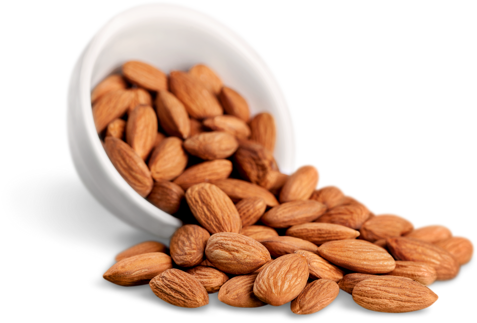 Bowl of Almonds Isolated  