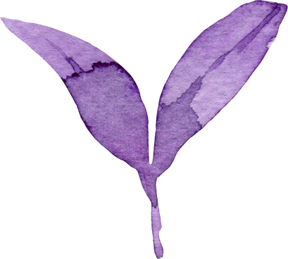 Purple Greenere Leaves Watercolor Illustration